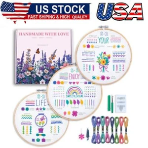3 Pack Embroidery Kit for Beginners and Adults – Learn 33 Stitches with DIY - Picture 1 of 7