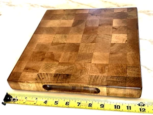 Vintage Maple Butcher Block (13x12) Cutting Board Checkered Checker End Grain (D - Picture 1 of 15