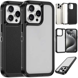 For Apple iPhone 15 Pro Max Dual Layer Shockproof Rubber Hard Phone Case Cover - Picture 1 of 24