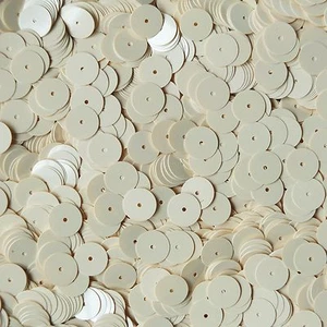 10mm flat round loose Sequins Opaque Creamy Ivory Glossy Bone. Made in USA - Picture 1 of 2