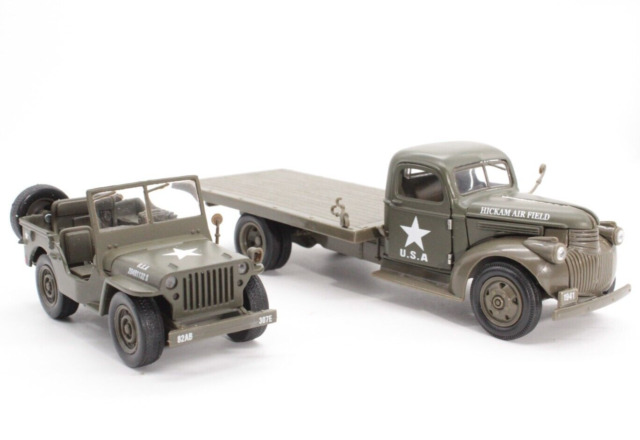 New Ray NMMM 1941 Military Jeep Willys & Chevy Flatbed SS61050A w/COA NIB