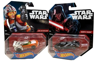 Star Wars Hot Wheels Die Cast Vehicle Car Luke Skywalker Darth Vader 2014 NEW - Image 1 of 4