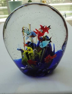 Massive Modern Murano Italy Art Glass Cenedese Aquarium Sculpture Paperweight - Imagen 1 de 12