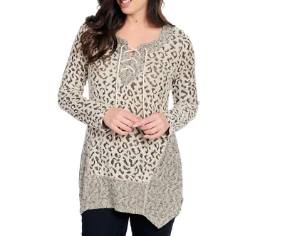 NUEVA Túnica One World Estampada Chenilla Manga Larga 4 Puntos Dobladillo Con Cordones Foto 1 de 4