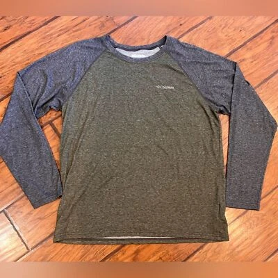 Columbia tee men’s Large Omni Wick green gray long sleeve soft active comfort - Image 1 of 4