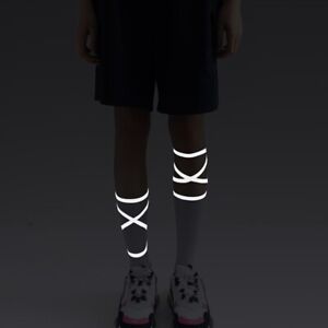 Damen Mädchen Hoch Socken Reflektierende Kreuz Schnürer Baumwolle Neonlicht Hip
