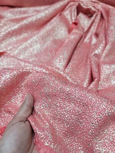 Stretch Fabric Vibrant Coral Shimmer Gold Spandex Fabric by Yard - Picture 1 of 12