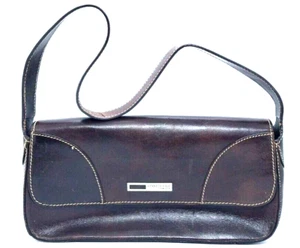 Kenneth Cole New York Shoulder Bag Dark Brown Genuine Leather Small Medium - Picture 1 of 6