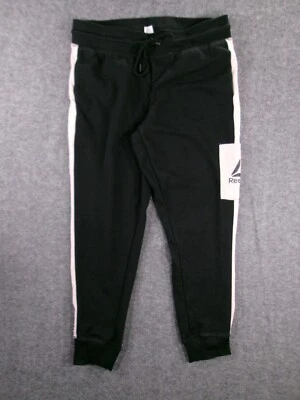 Reebok Pants Womens Large Black Joggers Causal Athleisure Logo Level Up Track - Image 1 of 4