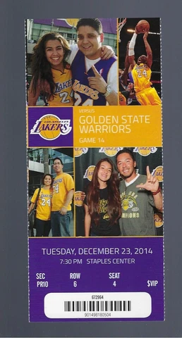 CURRY 22 PTS - GOLDEN STATE WARRIORS @ LOS ANGELES LAKERS 2014 NBA FULL TICKET Cover