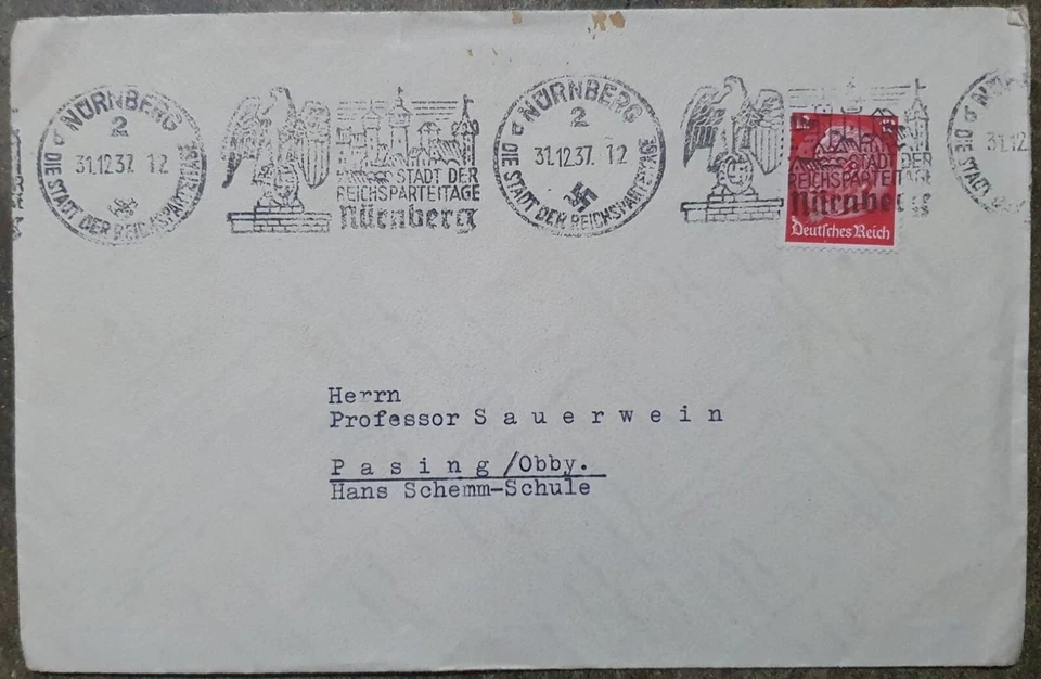 STADT DER REICHSPARTEITAGE Nurnberg Nazi Swastika Eagle Occupation 1937 Cover - Image 1 of 1