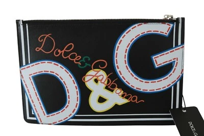 DOLCE & GABBANA Wallet Leather Black DG Print Mens Zipper Coin Purse RRP $600 - image 1 of 4