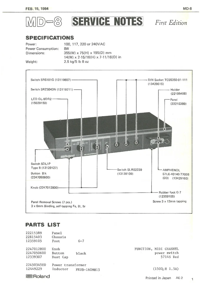 Roland MD-8 - schematics for the Juno 60 Midi-Interface - Schaltpläne - Bild 1 von 1