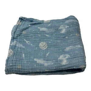 Aden & Anais Essentials Blue Space Planets Muslin Swaddle Baby Blanket - Picture 1 of 4