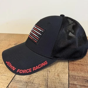 NHRA John Force Racing Snap Back Mesh Trucker Hat American Flag Logo Track - Picture 1 of 9
