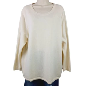 Lands' End SZ 2X 100% Cashmere Women's Plus Size Cashmere Sweater Cream - Picture 1 of 6