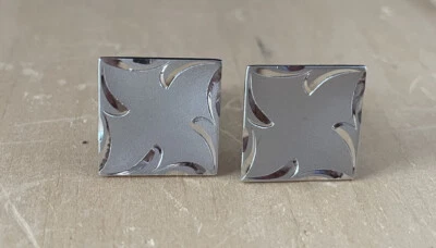 Vintage Anson Cuff Links Sterling Silver Square Decorated - Image 1 of 3