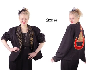 Desperately Seeking 80s Pyramid Style Size 24 Black Glitter Susan Jacket - Picture 1 of 11