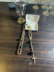 14k Gold Filled Emerald Handmade Rosary - Picture 1 of 6