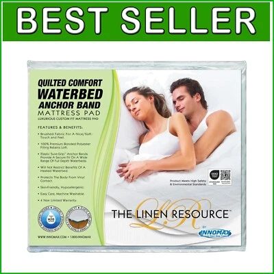 California King Quilted Comfort Waterbed Mattress Pad with Sure-Grip Bands