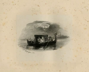Antique Print-A romantic scene with a couple in a gondola-Roqueplan-1830 - Picture 1 of 5