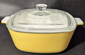 Vintage Corning P - 1 1/2 - B , 1 1/2 Qt Yellow Casserole Dish W/ D-20 Lid - Picture 1 of 6