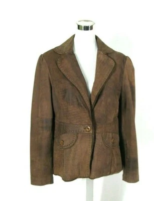 Columbia Jacket Blazer Soft Suede Leather Brown Western Boho Sz L Large NWOT - Image 1 of 4