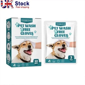 10Pairs Pet Cleaning Glove Bathing Wipes For Pets, Hypoallergenic Deodorizing UK - Picture 1 of 12