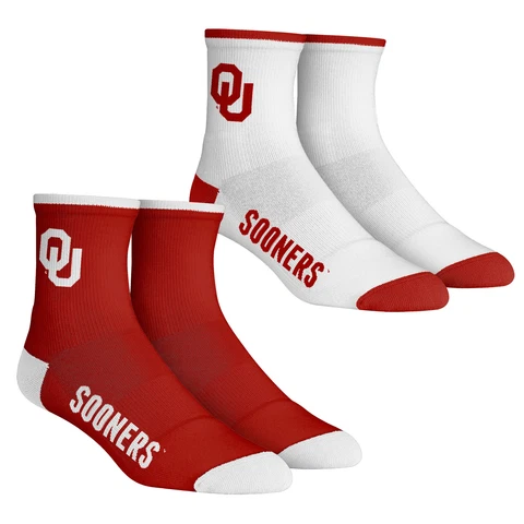 Youth Rock Em Socks Oklahoma Sooners Core Team 2-Pack Quarter Length Sock Set Cover
