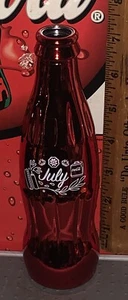 COCA - COLA GEBURTSSTEIN MONAT JULI 8 OZ LUFTGEFÜLLTE ROTE CHROM COCA COLA FLASCHE - Bild 1 von 2