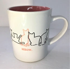 Mainstays Keramik Katzenliebhaber Miauen. Kaffeebecher Schale Rosa/Weiß 12 Oz Kapazität - Bild 1 von 9