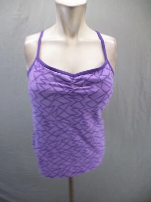 LUCY Size L Womens Purple Square Neck Fitted Athletic Racer Back Tank Top 769 - Image 1 of 4