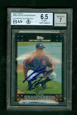 Curtis Granderson Autographed 2007 Topps Card #356 Tigers Beckett 6.5 EX+ Auto 7