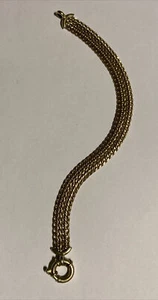 14K Yellow Gold Medium Wide Bracelet 7 Inches Made In Italy - Picture 1 of 10