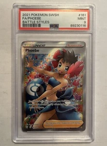 Phoebe PSA Grade 9 161/163 Full Art Trainer SWSH 2021 Battle Styles Holo Pokemon - Picture 1 of 7