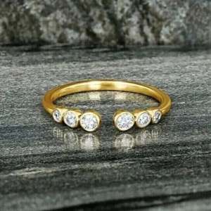 1 Ct Round Simulated Diamond Adjustable Women's Toe Ring 14k Yellow Gold Plated - Picture 1 of 7