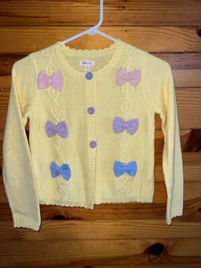 Matilda Jane Lemon Meringue Cardigan Girls Enchanted Garden Bow Sweater Size 10 - Picture 1 of 3