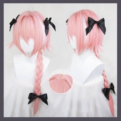 Pelucas Game FGO Pelo Rosa Largo Cola de Caballo Destino Apócrifos Astolfo Juegos con disfraces Fiesta Peluca Foto 1 de 4