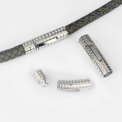 Antique Silver Stainless Steel Lock Safety Hook Clasp For 4mm 6mm Round Leather - Image 1 of 3