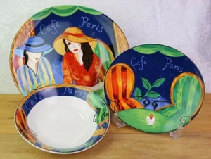 Furio CAFE PARIS 3 pc Oval Dinner Plate Soup Bowl & Salad Plate - Picture 1 of 6