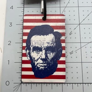 Metal and Wood Co Luggage Tag Travel Abraham Lincoln American Patriot USA - Picture 1 of 2