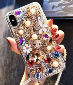 Für iPhone 7/8 X/XS XR 11 12 13 pro Case Hülle Schutzhülle Cover Bear Bär Strass - Picture 1 of 8