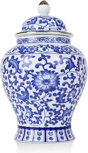 Chinoiserie Blue White Ginger Jars,7.6" Ceramic Decorative Ginger Jar With Lid,P - Picture 1 of 7