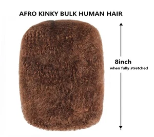 100% Human Hair Kinky Curly Afro Bulk For Dreadlock Extensions - Dark Auburn - Picture 1 of 10