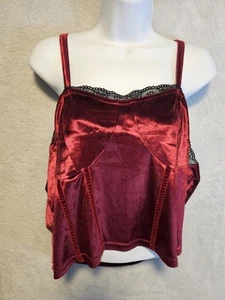Red Velvet Black Lace Babydoll Tank Top Size 3X Witchy Goth Whimsigoth Y2K EUC - Picture 1 of 13