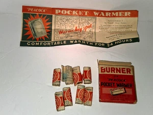 8 Vintage Peacock Pocket Warmer BURNER Refills with box paperwork - Picture 1 of 3