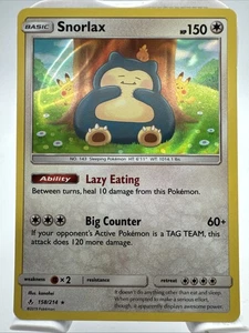 Pokemon TCG Snorlax Unbroken Bonds Holo 158/214 LP - Picture 1 of 6