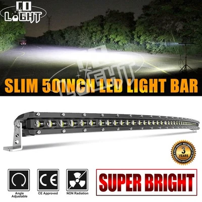 Barra de luz LED curva para techo delgado de 50 pulgadas foco todoterreno conducción de camiones SUV 4x4 Foto 1 de 4