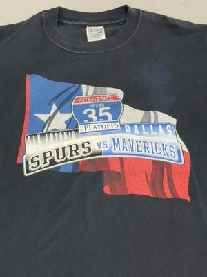 San Antonio Spurs Dallas Mavericks Shirt Mens Small NBA I35 Playoffs Tee VTG S - Image 1 of 4