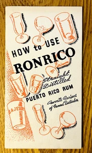 Collectible 1930s How to use RONRICO Favorite Recipes Famous Bartenders Booklet - Picture 1 of 4
